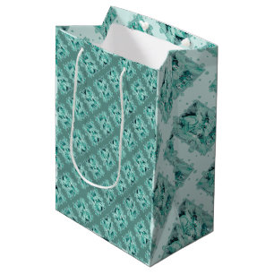 Dove With Celtic Peace Text In Aqua Tones Medium Gift Bag