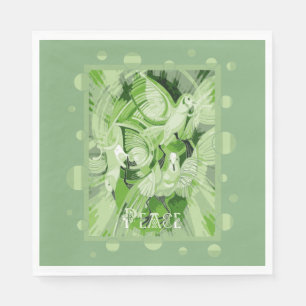 Dove With Celtic Peace Text In Green Tones Napkin