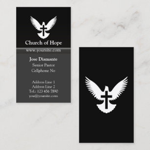 Dove with Cross Black Vertical Church Card