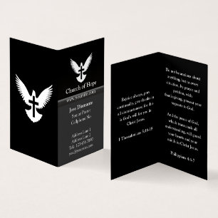 Dove with Cross Black Vertical Folded Business Card