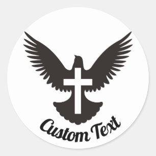 Dove with Cross Classic Round Sticker