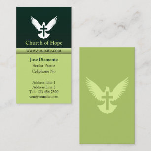 Dove with Cross Forest Green Vertical Church Card