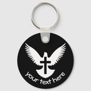 Dove with Cross Keychain
