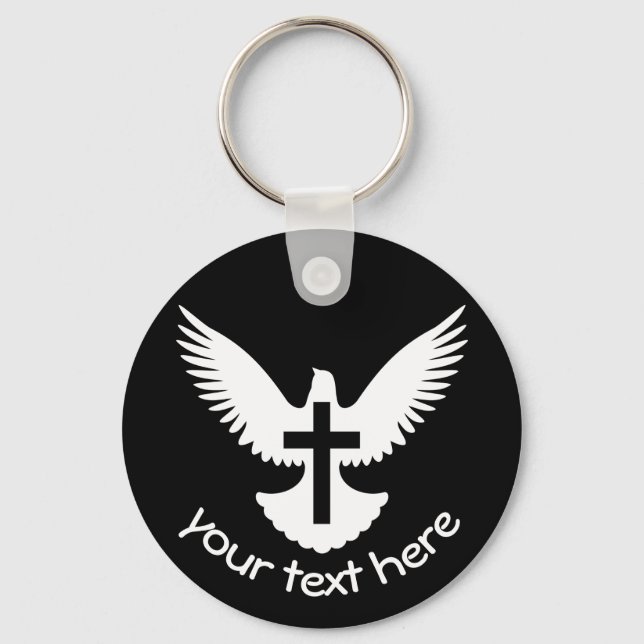 Dove with Cross Keychain (Front)