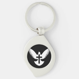 Dove with Cross Keychain