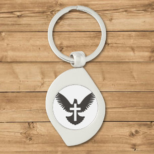 Dove with Cross Keychain