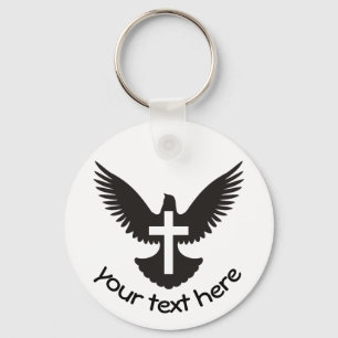 Dove with Cross Keychain