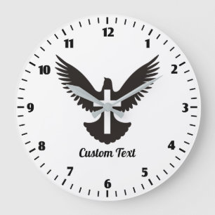 Dove with Cross Large Clock