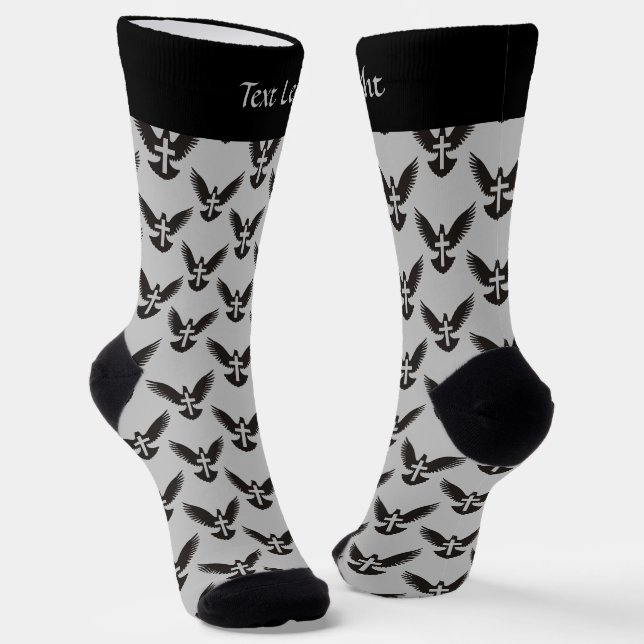 Dove with Cross Pattern Socks (Angled)