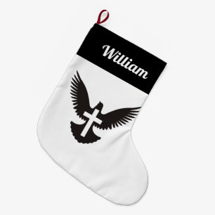 Dove with Cross Small Christmas Stocking