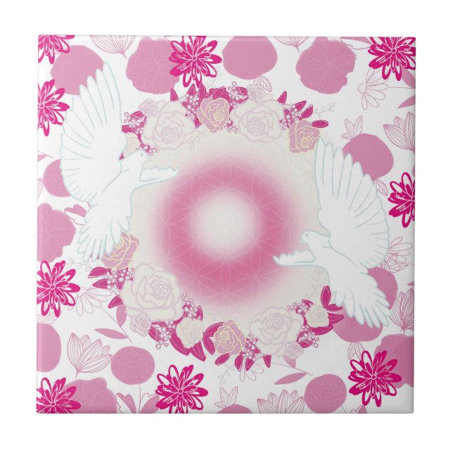 dove with flower tile (Front)