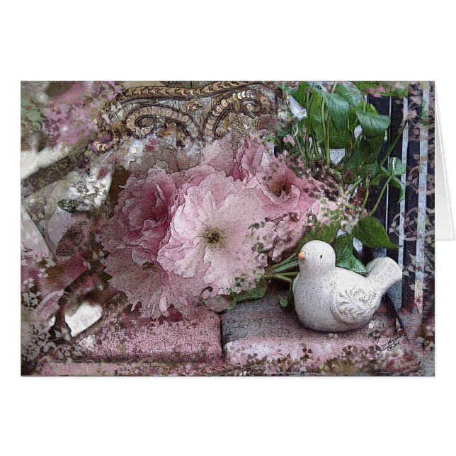 Dove with Flowers Card (Front Horizontal)