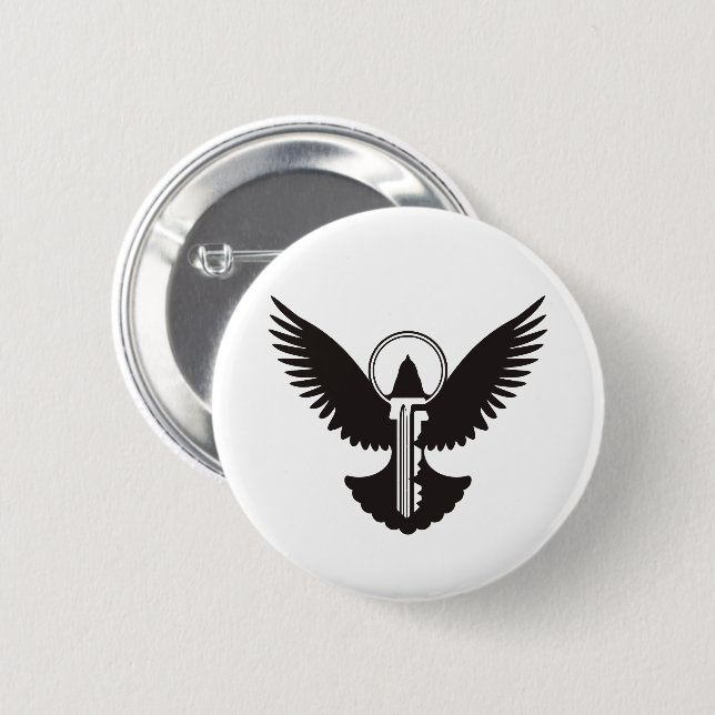Dove with Key 2 Inch Round Button (Front & Back)