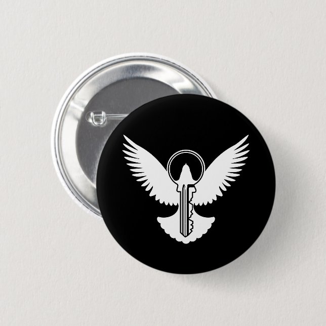 Dove with Key 2 Inch Round Button (Front & Back)