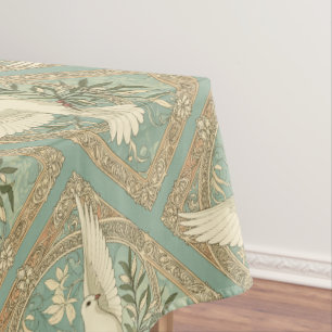 Dove With Olive Branch Christmas Design Tablecloth