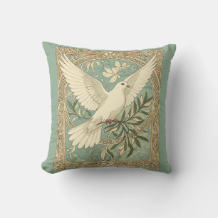 Dove With Olive Branch Christmas Design Throw Pillow