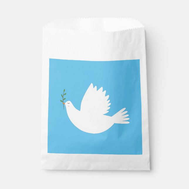 Dove with olive branch favour bag (Front)