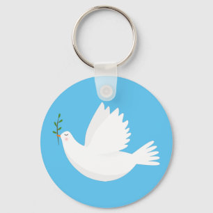 Dove with olive branch keychain