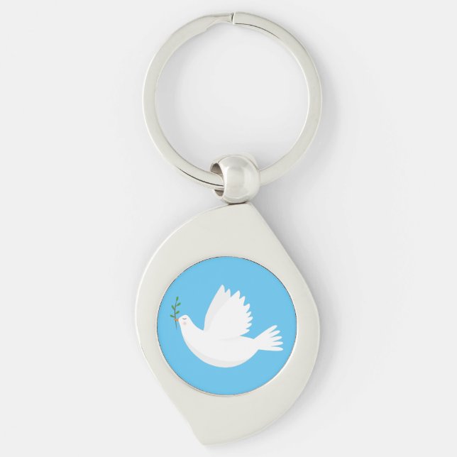 Dove with olive branch keychain (Front)