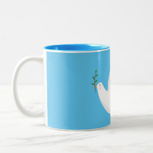 Dove with olive branch Two-Tone coffee mug