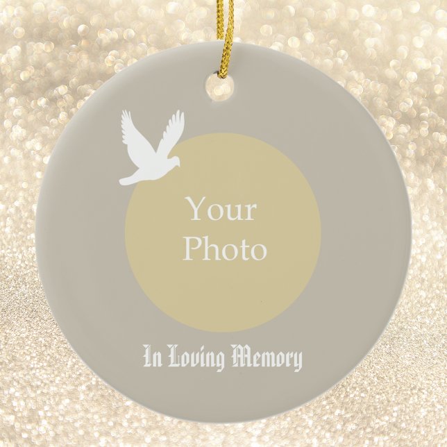 Dove with Photo Memorial Christmas Ornament (Creator Uploaded)