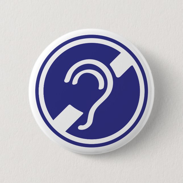 Doven, slechthorend, doofheid, gehoorverlies teken 2 inch round button (Front)