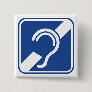 doven. Slechthorend, doofheid, gehoorverlies teken 2 Inch Square Button