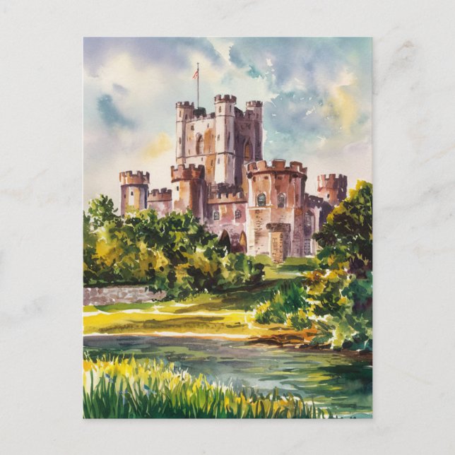Dover Castle Watercolor Painting Postcard (Front)