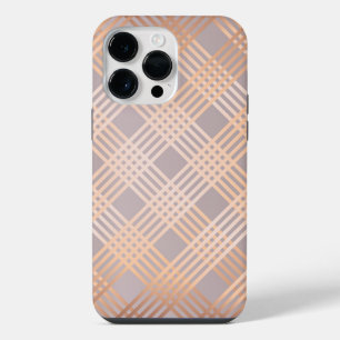 Dover Grey and Metallic Peach Plaid iPhone 14 Pro Max Case