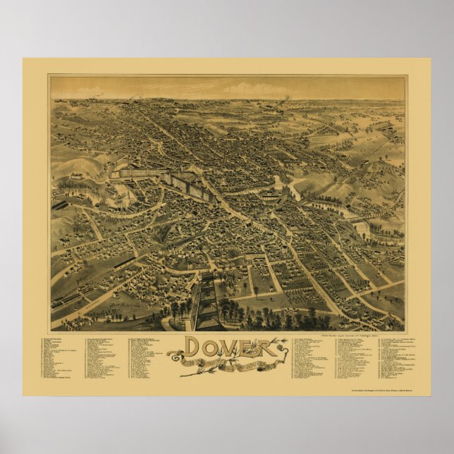 Dover, NH Panoramic Map - 1888 Poster (Front)