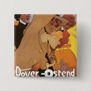 Dover-Ostend Line 2 Inch Square Button