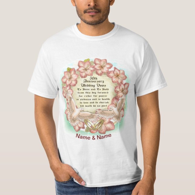 Doves 50th Wedding Anniversary custom  t-shirt (Front)