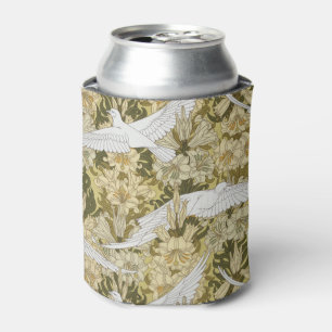 Doves and Lilies,Floral & Birds Art Nouveau Can Cooler