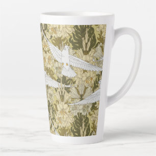 Doves and Lilies,Floral & Birds Art Nouveau Latte Mug