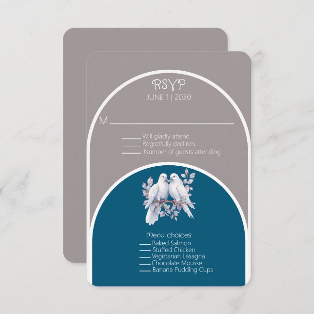 Doves and Rings Light Grey and Ocean Blue Arches  (Front/Back)