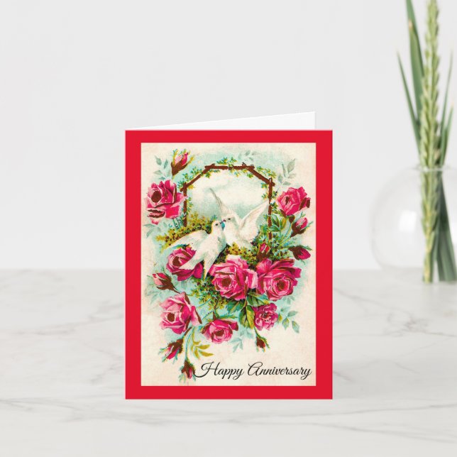 Doves And Roses Anniversary Card (Front)