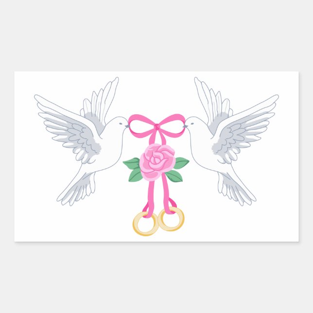 Doves and Wedding Rings Sticker (Front)
