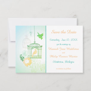 Doves & Cages Teal - 3x5 Save the Date