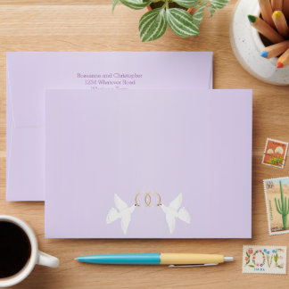 Doves Design Lilac Coloured Wedding Envelope