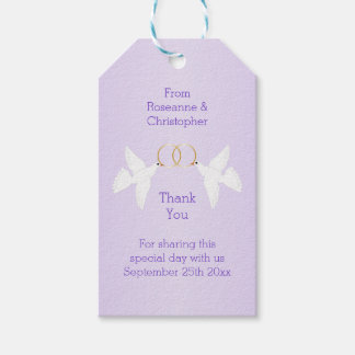 Doves Design Lilac Coloured Wedding Gift Tags
