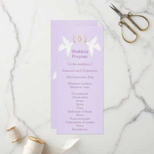 Doves Design Lilac Coloured Wedding Program