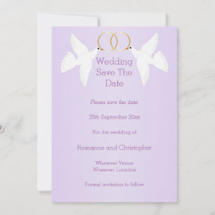Doves Design Lilac Coloured Wedding Save The Date