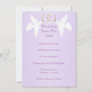 Doves Design Lilac Coloured Wedding Save The Date