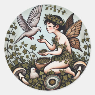 Doves Fairy Dove Fairies Nature Lovers             Classic Round Sticker