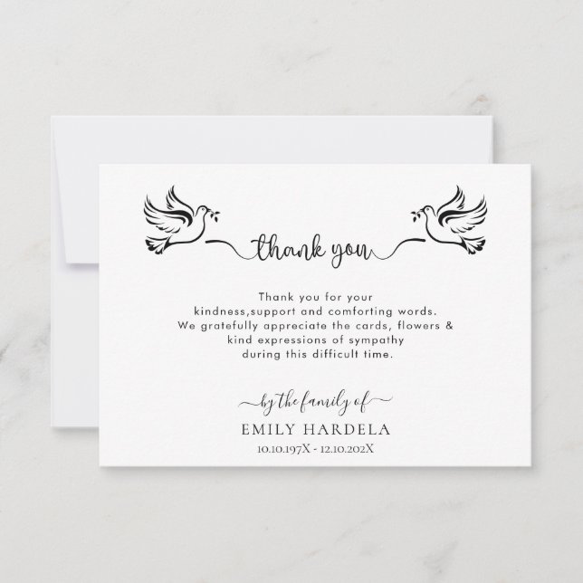 Doves Funeral Thank Card (Front)