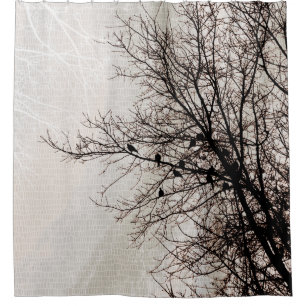 Doves in Tree Silhouette Neutral Mosaic