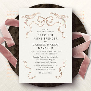 Doves Lovebirds Bow Wedding Foil Invitation