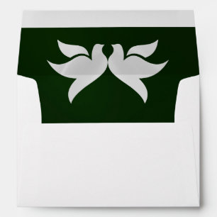 Doves & Monogram - Emerald/Silver Wedding Envelope