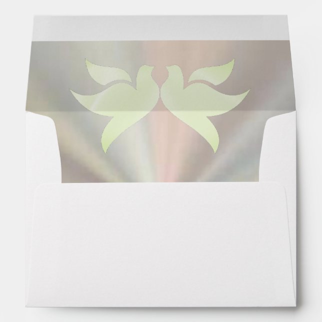 Doves & Monogram - White/Silver Wedding Envelope (Back (Bottom))