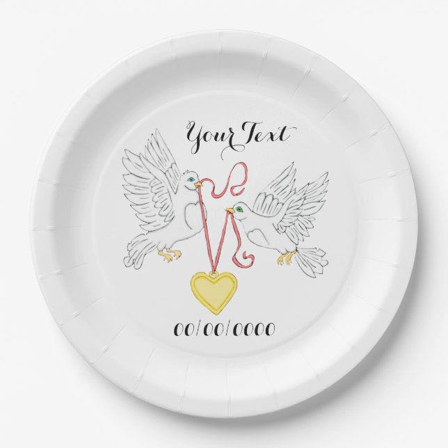Doves Of Love Paper Plate (Front)